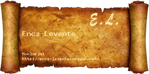 Encz Levente névjegykártya